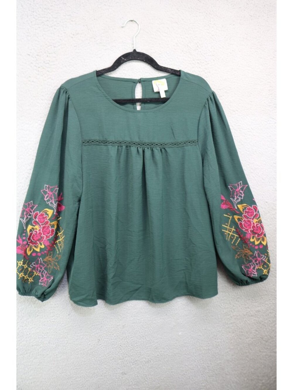 Fig & Flower Long Balloon Sleeves Embroidered Tunic-Large-Boho-Whimsigoth